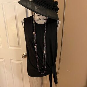 Women’s Theory Serah Rubric Knit Tie-hem Sleeveless Top - Black L